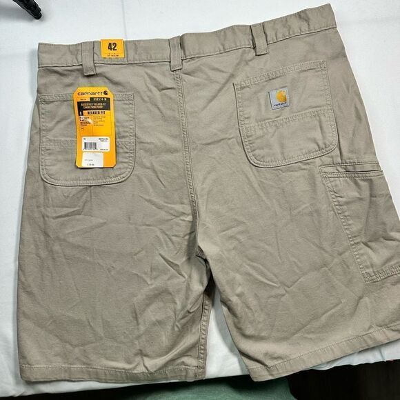 NWT Carhartt Men’s Rugged Flex Relax Fit Canvas Work 10” Short - Tan - Size 42 - Picture 8 of 10